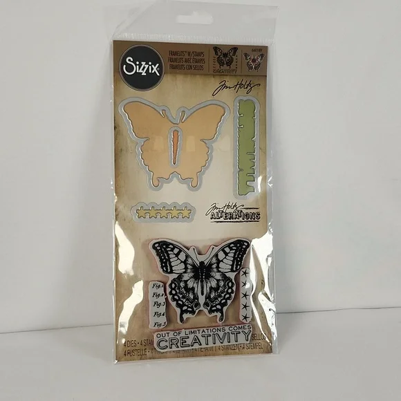 Sizzix Framelits with Stamps (barely used) - Tim Holtz Alterations collection - Picture 1 of 16